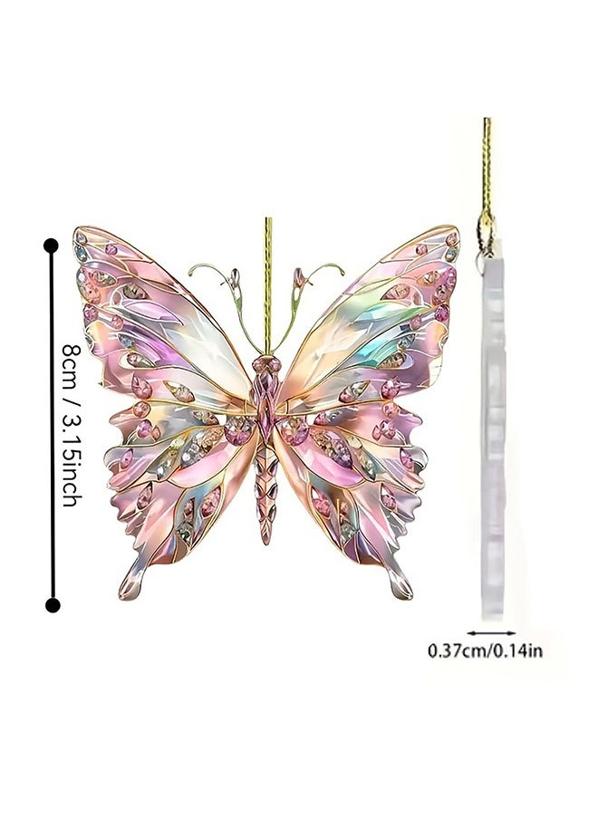 Peachjoy Colorful Butterfly Acrylic Pendant, Crystal Butterfly Car Hanging Ornament, Butterflies Hanging Diamond Art Pendant Kit Applies to Car Charm, Window Decoration Gift Item. (Blue -1pc)  - Image 5