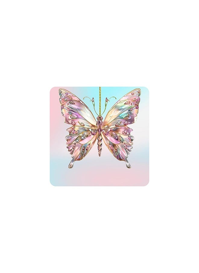 Peachjoy Colorful Butterfly Acrylic Pendant, Crystal Butterfly Car Hanging Ornament, Butterflies Hanging Diamond Art Pendant Kit Applies to Car Charm, Window Decoration Gift Item. (Blue -1pc)  - Image 1