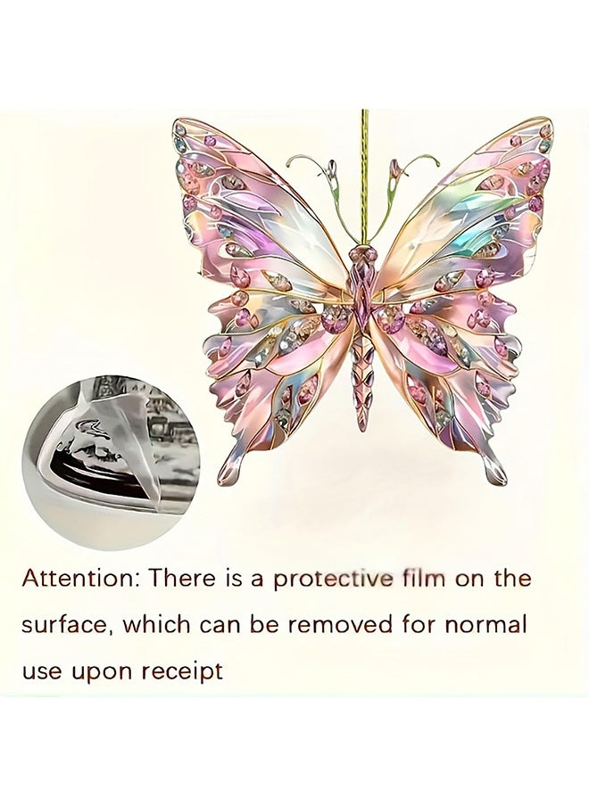 Peachjoy Colorful Butterfly Acrylic Pendant, Crystal Butterfly Car Hanging Ornament, Butterflies Hanging Diamond Art Pendant Kit Applies to Car Charm, Window Decoration Gift Item. (Blue -1pc)  - Image 4