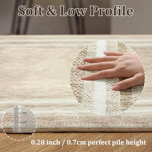 OJIA Modern Bordered Washable Runner Rug, Printed 2'x6' Non Slip Kitchen Rugs Soft Non-Shedding Carpet Runner for Bathroom Bedroom Entryway Laundry Room - Image 3
