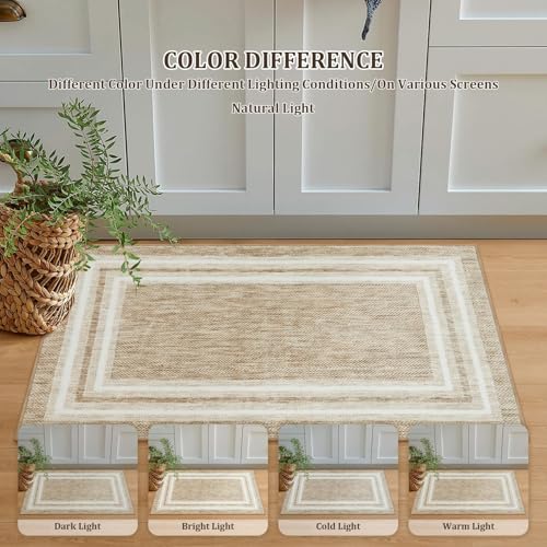 OJIA Modern Bordered Washable Runner Rug, Printed 2'x6' Non Slip Kitchen Rugs Soft Non-Shedding Carpet Runner for Bathroom Bedroom Entryway Laundry Room - Image 5