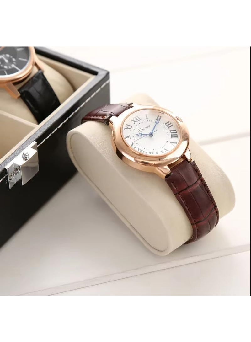 High-quality men's leather jewelry box with 6 compartments for storing watches and jewelry, black color - Image 3