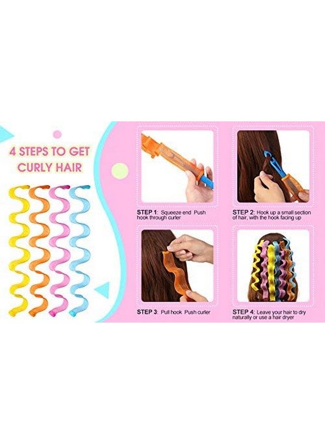 Ash & Roh Heatless Hair Curlers Spiral Curling Kit with 3 Pieces Styling Hooks Tools for Women and Girls Hairstyles (Multicolor, pack of 7) - Image 4