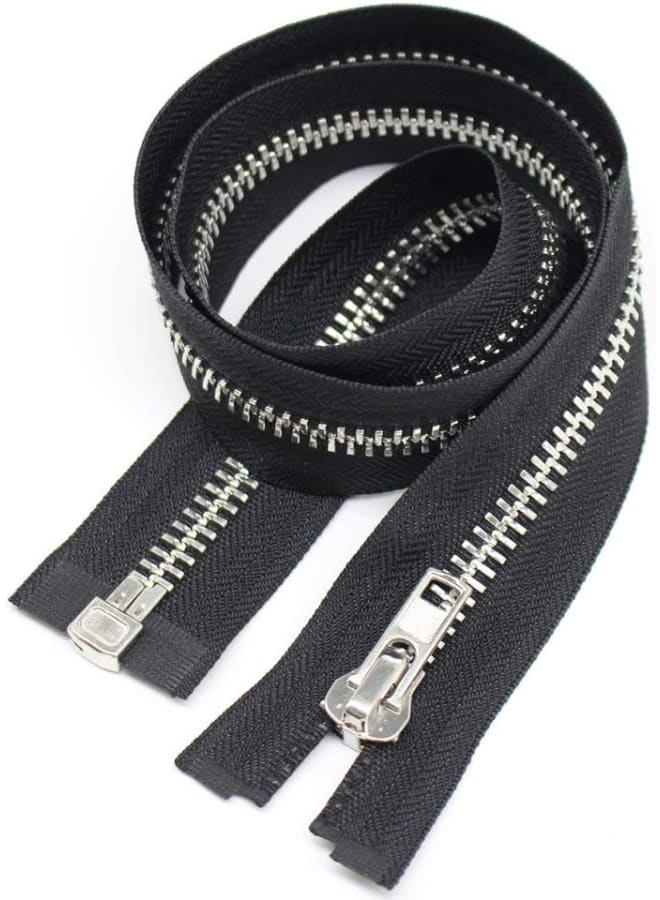 #10 30 Inch Silver Separating Jacket Zipper Large Metal Zipper Y-Teeth Black Heavy Duty Metal Zippers for Jackets Sewing Coats Crafts (30" Silver) - Image 3