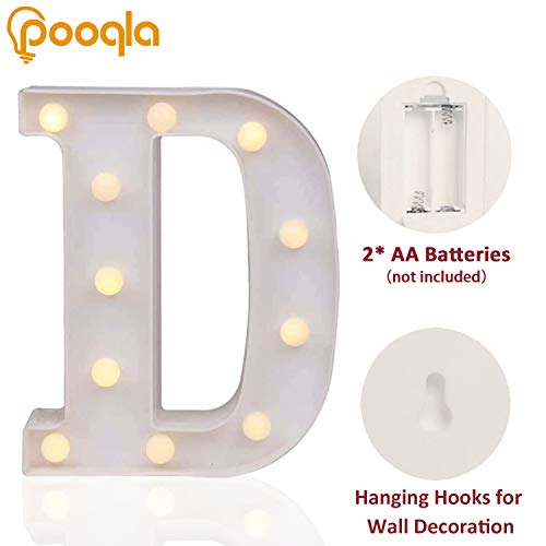 Pooqla LED Marquee Letter Lights Sign, Light Up Alphabet Letter for Home Party Wedding Decoration D - Image 2