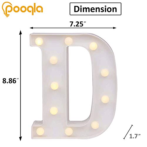 Pooqla LED Marquee Letter Lights Sign, Light Up Alphabet Letter for Home Party Wedding Decoration D - Image 3