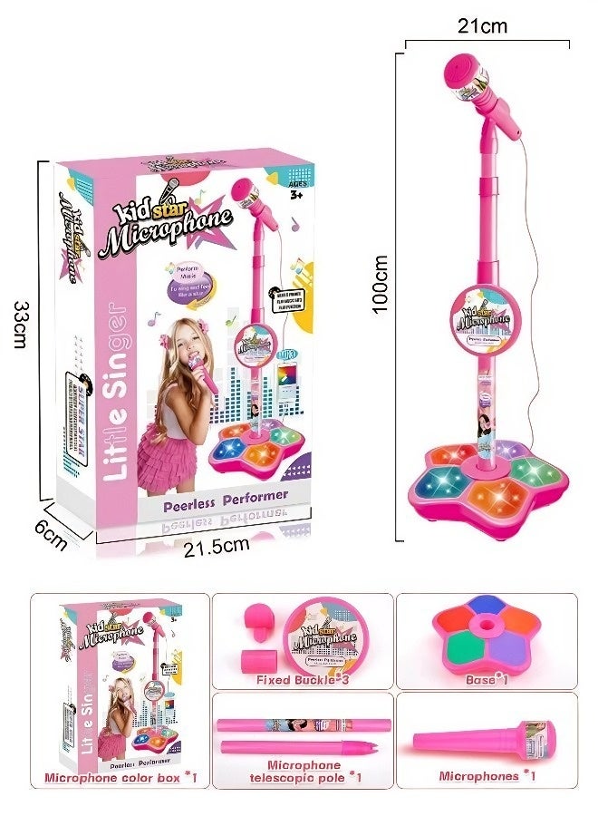 Kids' Karaoke Machine with Adjustable Microphone Stand, Colorful Lights, and Multi-Device Connectivity (Phone/MP3). A fun singing toy for girls and boys, perfect as a family bonding gift for early learning. - Image 2