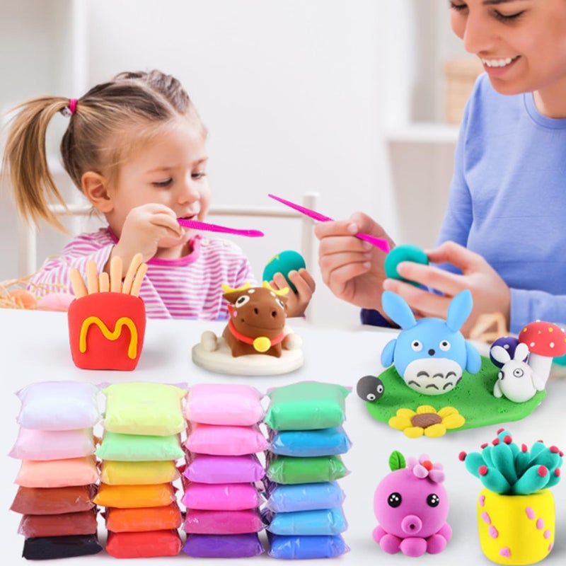 Kidzilla Air-Dry Clay Kit for Kids, 48 Colours Soft Lightweight Modelling Clay with 3 Sculpting Tools, Creative Arts & Crafts Set - Image 3