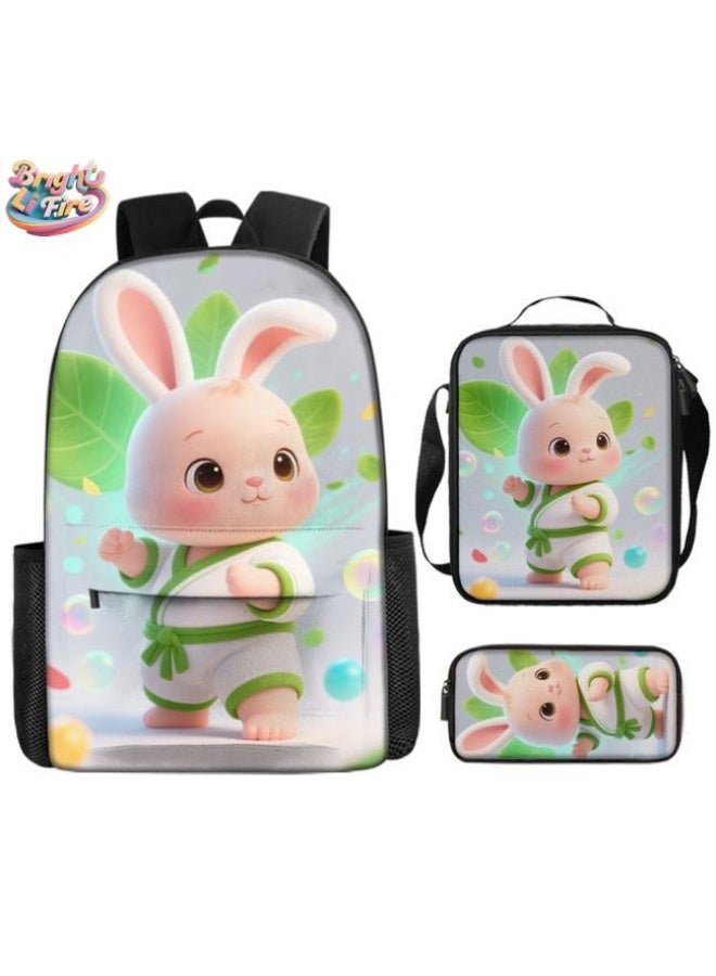 Bright Li Fire Unlock the new fashion of childish fun! Three-piece set of bags, cartoon elements for children and teenagers (students, children, friends' outings, mountain climbing, schooling, etc. can be used) - 8 - Image 1