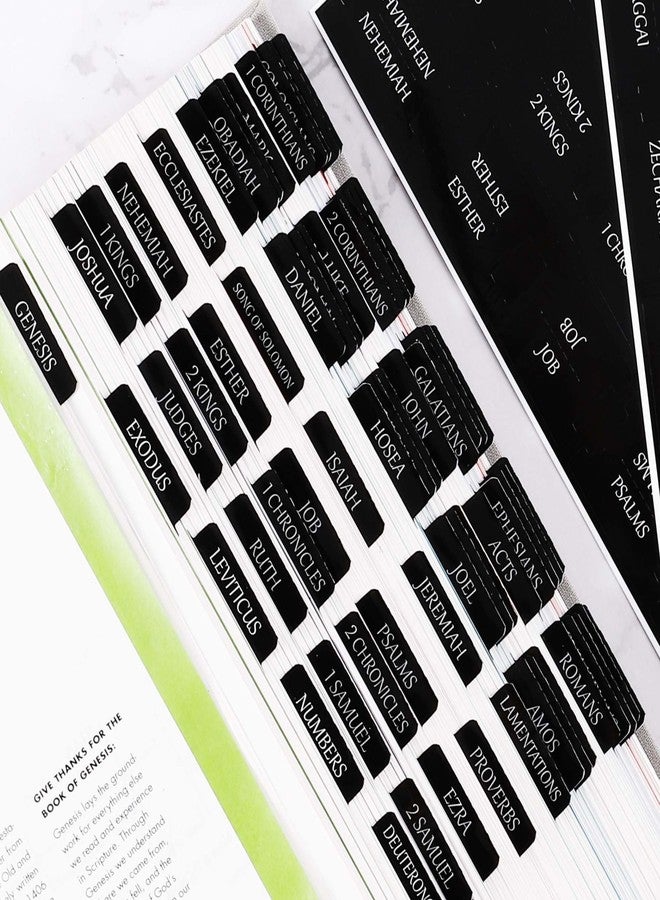 Thinkor Reposition Laminated Bible Tabs, Large Print Stickers, Easy to Read and Apply Bible Tabs for Women and Man (Luxury Black) - Image 1