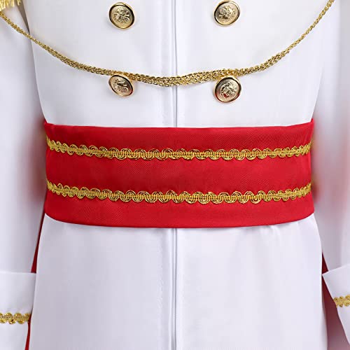 ODOLDI Charming Boys Toddlers Kids Medieval Royal Outfit with Belt Royal Scepter Crown Robe Set Red Cape 7PCS 3-4 Years - Image 5