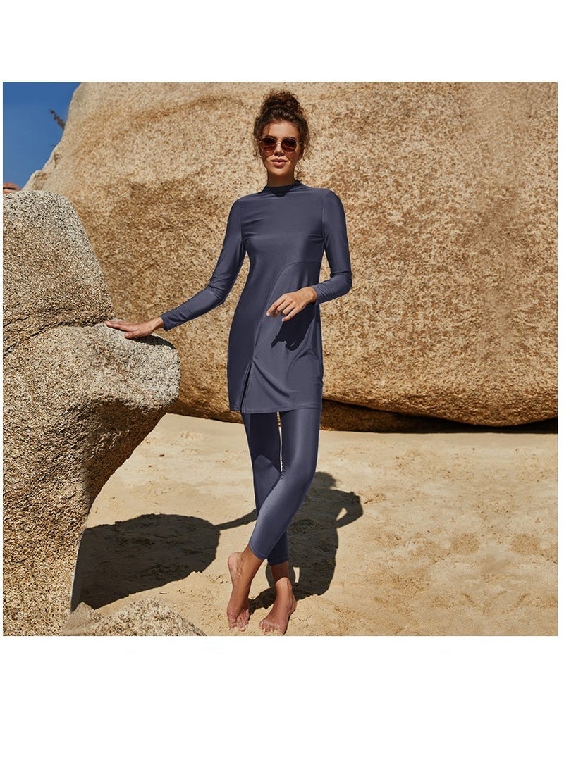 NADANBAO Muslim Swimsuits for Women Modest Islamic Swimwear Burkini Full Cover Rash Guard Top Pants Set Two Piece Bathing Suits, - Image 2