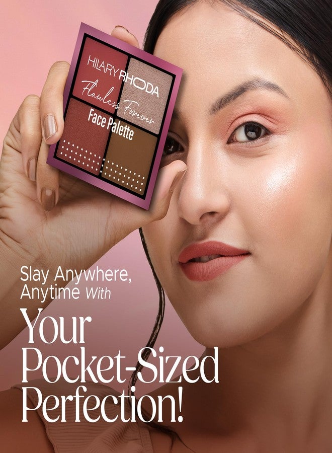 Hilary Rhoda Flawless Forever Face Palette | Highlighter, Contour & 2 Blushes | All-in-one Face Makeup Kit | Highly Pigmented & Long Lasting Face Palette | 11.2g (Dark- Shade 03) - Image 4