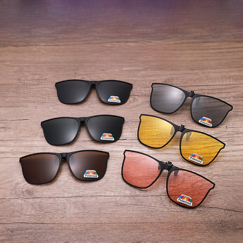 1 x 5 pcs Unisex Flip-Up Polarized Sunglasses Clip-On Green