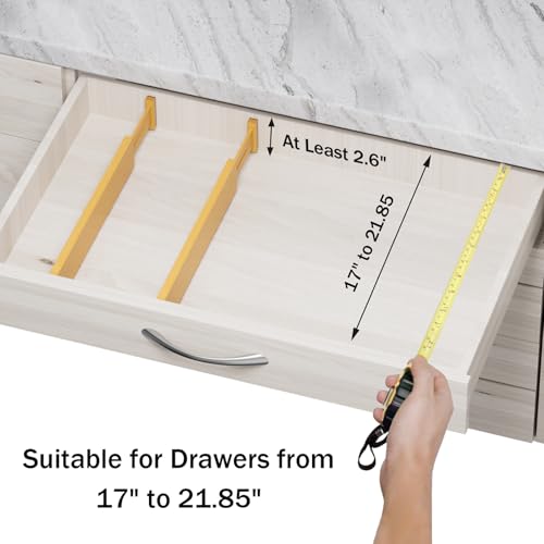 BAMBUROBA Bamboo Drawer Dividers, Adjustable Kitchen Drawer Organizer for Clothes,17-22" Expandable Drawer Organization Separators for Bedroom,Bathroom,Dresser and Office,4-Pack - Image 5