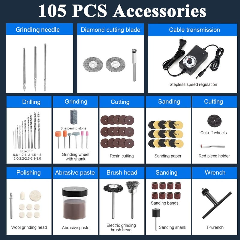 Serplex Mini Electric Drill for Resin Craft Stepless Adjustable Electric Drill Kit with Controller Mini Electric Drill for Carving Drilling Sanding Polishing Jewelry Making - Image 2