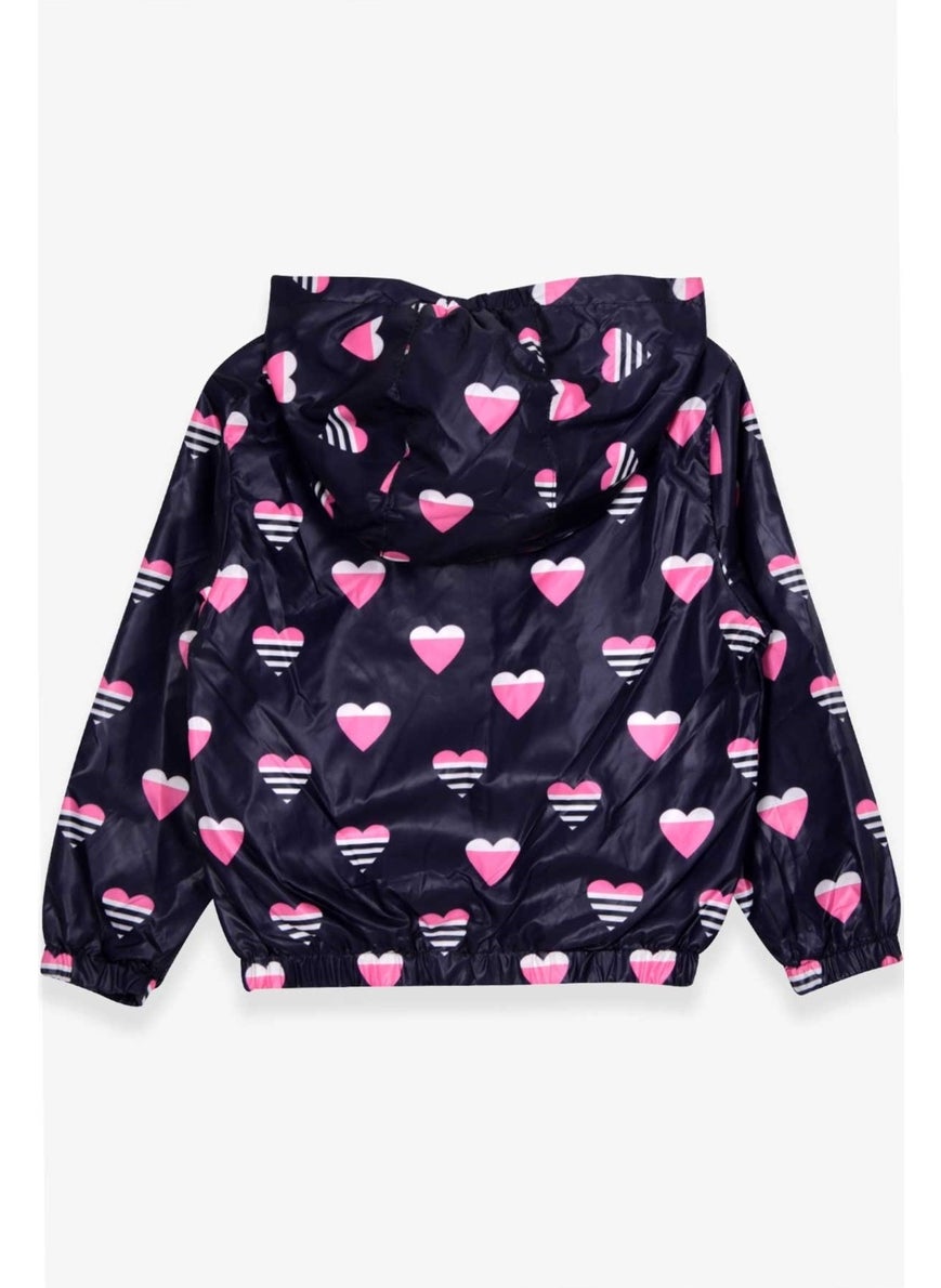 Breeze Girl Raincoat Heart Patterned 1-6 Years, Purple  - Image 2