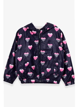 Breeze Girl Raincoat Heart Patterned 1-6 Years, Purple  - Image 1