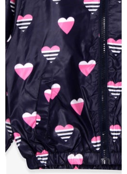 Breeze Girl Raincoat Heart Patterned 1-6 Years, Purple  - Image 3