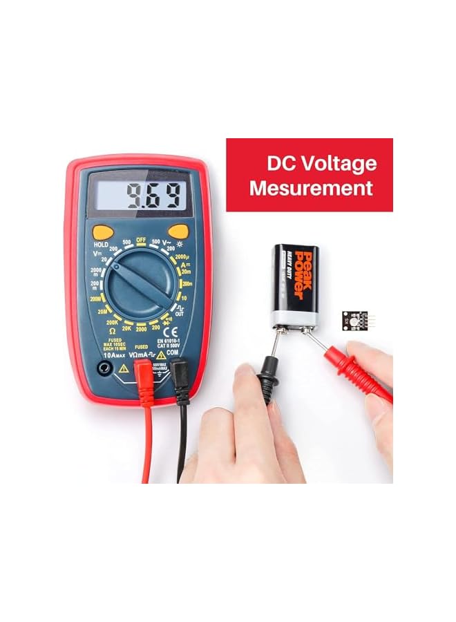 promass Multimeter Tester, 2000 Counts Digital Multimeter, Smart Digital Voltage Tester with DC/AC Voltmeter & Ohm Volt Amp Meter for Measuring Voltage, Current, Resistance, Tests Live Wire, Continuity - Image 4