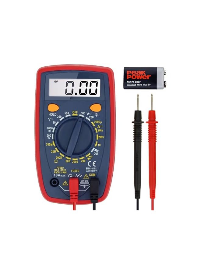 promass Multimeter Tester, 2000 Counts Digital Multimeter, Smart Digital Voltage Tester with DC/AC Voltmeter & Ohm Volt Amp Meter for Measuring Voltage, Current, Resistance, Tests Live Wire, Continuity - Image 2