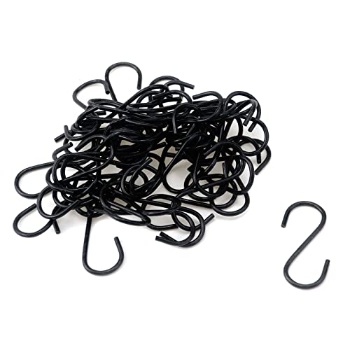 Meprotal 50pcs S Hooks 1.7inch, Black Mini Ornament Iron Hooks Hanger Small S Hook for Hanging Jewelry Kitchenware Plants - Image 1
