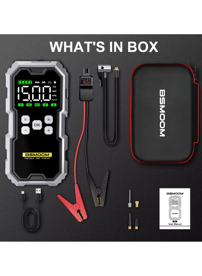 Generic 4 in 1 Car jump starter 21800mAh 12V Power Bank Type C USB Charger Flashlight 150 PSI Air Compressor Peak Current 6000A  - Image 2