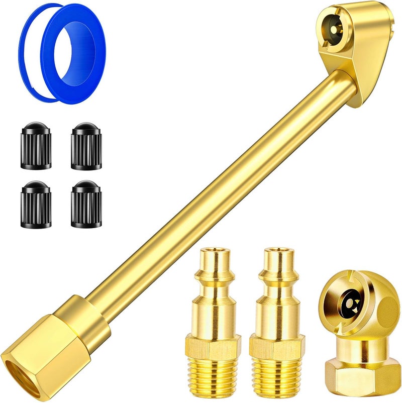 LUMITECO 2 Way Connection Air Chuck Set - 1/4 Inch Female NPT Closed Ball Heavy Duty Dual Head and Standard Male Quick Plug Tire Air Fill Kit - Image 1