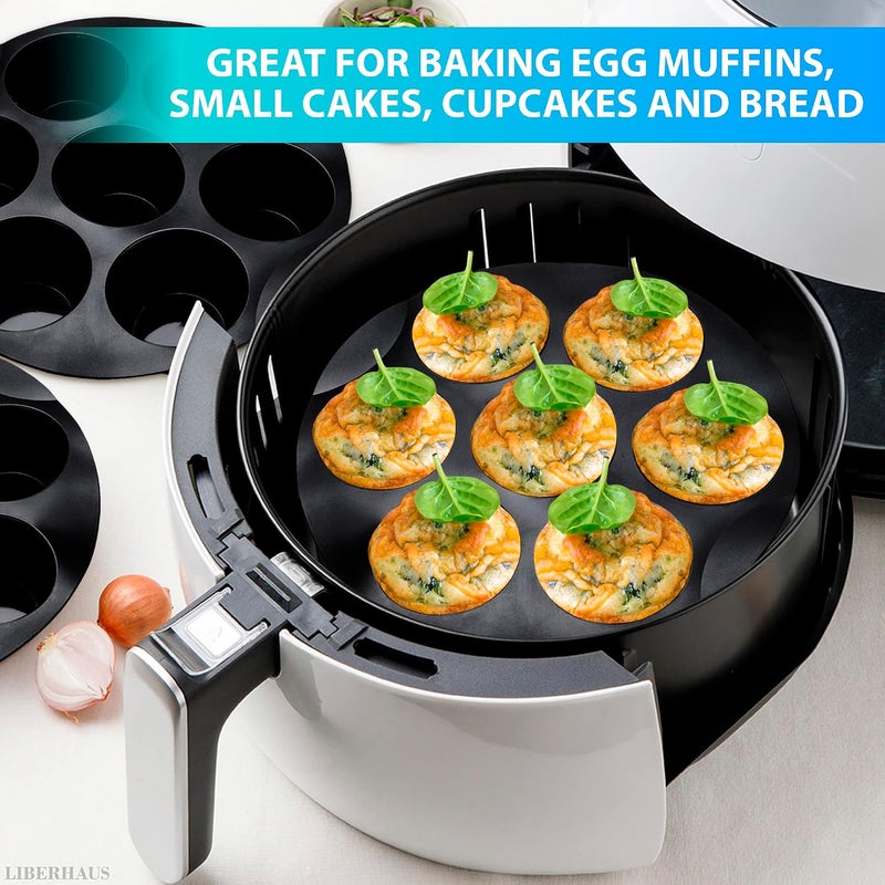 Air Fryer Muffin Pan - 3.5-5.8L Compatible 7-Cup Tray, Nonstick Silicone Muffin Pans for Baking, Air Fryer Silicone Egg Mold with 7.09"x7.09"x0.28" Size - Easy Use and Smooth Cleaning Functionality - Image 5