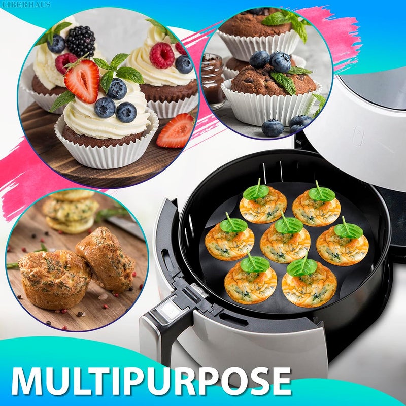 Air Fryer Muffin Pan - 3.5-5.8L Compatible 7-Cup Tray, Nonstick Silicone Muffin Pans for Baking, Air Fryer Silicone Egg Mold with 7.09"x7.09"x0.28" Size - Easy Use and Smooth Cleaning Functionality - Image 4