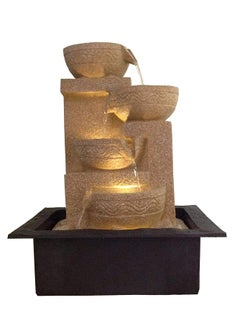 ANAVADYA ANAVADYA Cream Polyresin Designer Table Top 4 Tier Waterfall Fountain Indoor Home Decor with Multicolour Lights and Water Flow Control Pump Size 31 X 23 X 40 CM 