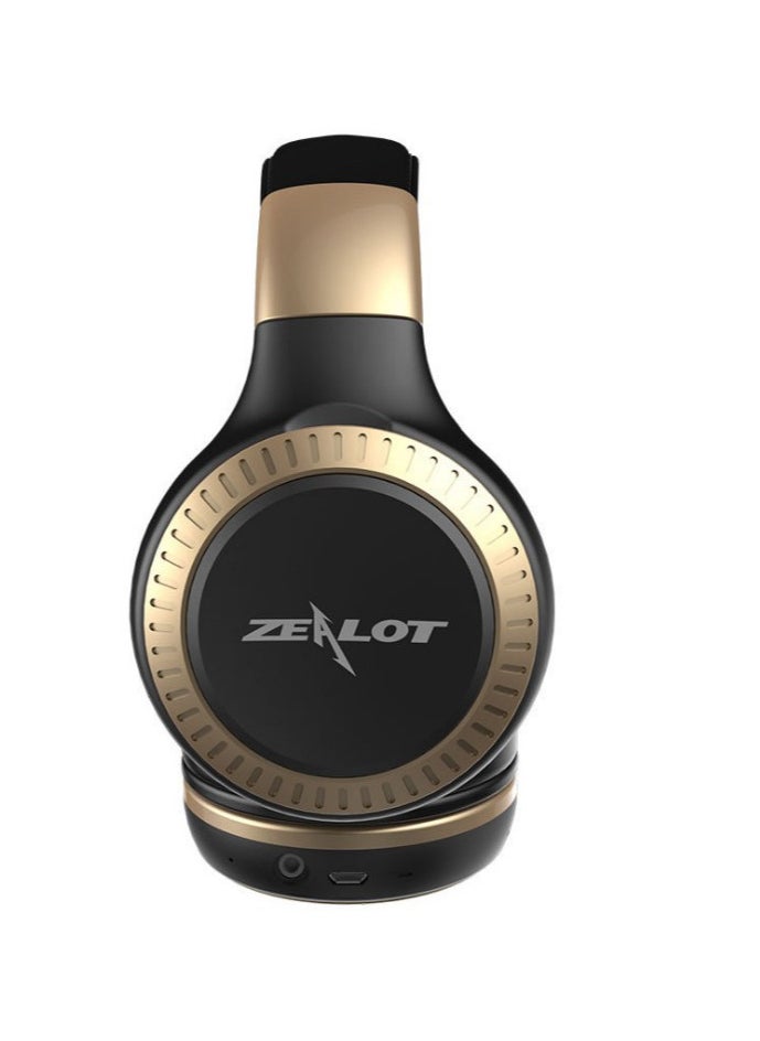 Zealot - سماعة رأس بلوتوث لاسلكية ستيريو قابلة للطي فوق الأذن مع مدخل AUX مقاس 3.5 مم وميكروفون بدون استخدام اليدين - Image 1