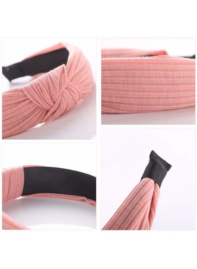 Funtopia Knotted Headbands for Women Girls, 9 Pcs Wide Plain Turban Headband Fashion Cross Knot Hair Bands with Solid Colors - Image 4