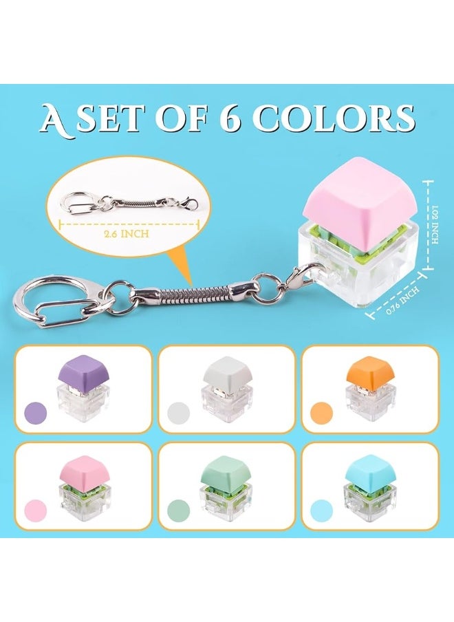 Byhoo - 6 Pcs Keyboard Fidget Toy, Silent & Click Fidget Keyboard Keychain, Decompression Toys, Keyboard Fidget Clicker, Mechanical Keyboard Fidget, Stress Relief Fidget, Button Clicker, Sensory Toys - Image 1