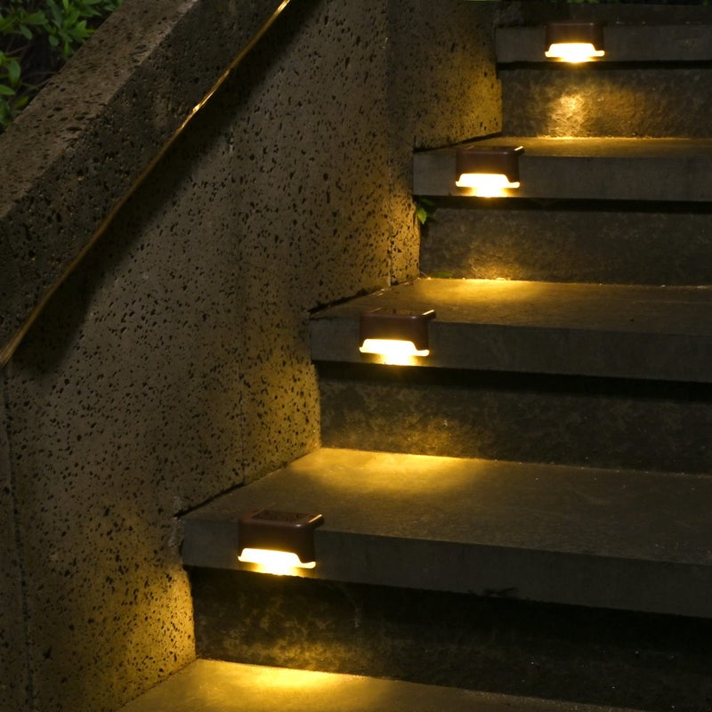 أضواء سطح شمسية SOLPEX 12 حزمة أضواء LED مقاومة للماء للسلالم الخارجية والسياج والفناء والممرات دافئة بيضاء