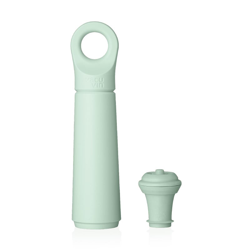 Vacu Vin Wine Saver Loop - Designed and Made in the Netherlands - Vacuum Wine Stopper Keeps Your Wine Fresh for up to 10 Days - Reusable, Made with 98% Recycled Material - 1 Pump, 1 Stopper, Jade - Image 1