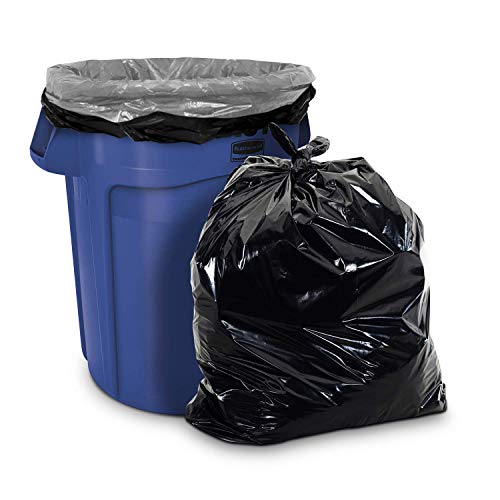 Aluf Plastics 33 Gallon 1.7 MIL (eq) Black Heavy Duty Trash Can Liners - 33" x 39" - Pack of 100 - For Contractor, Industrial, Commercial - Image 1