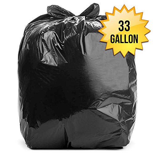 Aluf Plastics 33 Gallon 1.7 MIL (eq) Black Heavy Duty Trash Can Liners - 33" x 39" - Pack of 100 - For Contractor, Industrial, Commercial - Image 2
