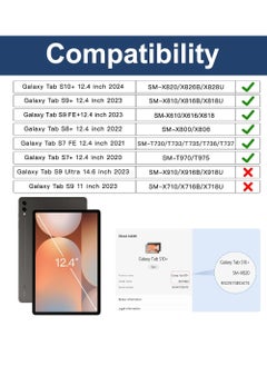 Rock Pow Keyboard Case for Samsung Galaxy Tab S10 Plus 12.4 inch 2024/Tab S9 Plus 12.4 2023/S9 FE Plus 12.4 2023/S8 Plus 2022/ S7 FE 2021/ S7 Plus 2020 Case Bluetooth Connection Wireless Keyboard Auto Sleep/Wake Smart Folio with S Pen Holder for 12.4inch S10+/S9FE+/S9+/S8+/S7FE+/S7+  - Image 2