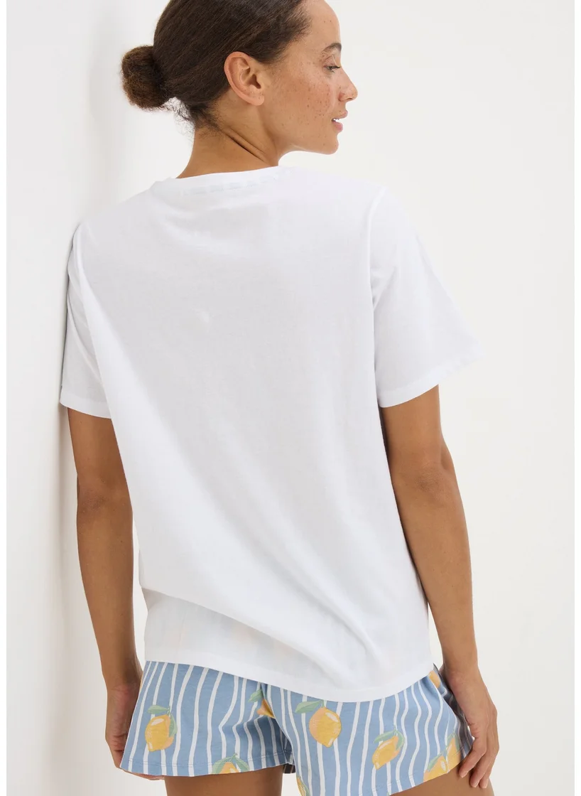 Matalan White Lemon Short Pyjama Set