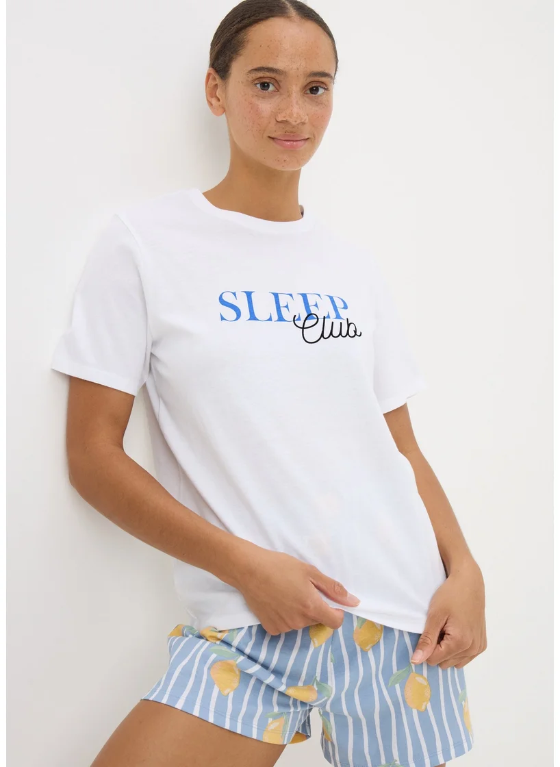 Matalan White Lemon Short Pyjama Set