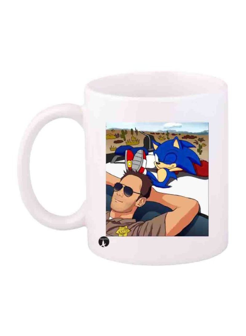 RKN Game Sonic Character Printed Mug White/Blue/Brown Standard Size