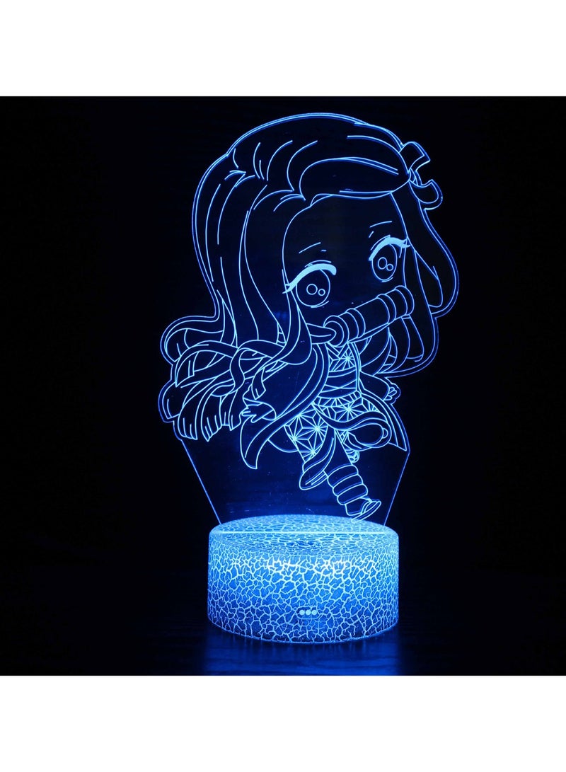 الرسوم المتحركة سلسلة 3D ضوء الليل شكل مصباح LED البصرية ستيريو مصباح USB مصباح مكتبي الإبداعي  كراك القاعدة سبعة ألوان + اللمس(MY-1950) - Image 1