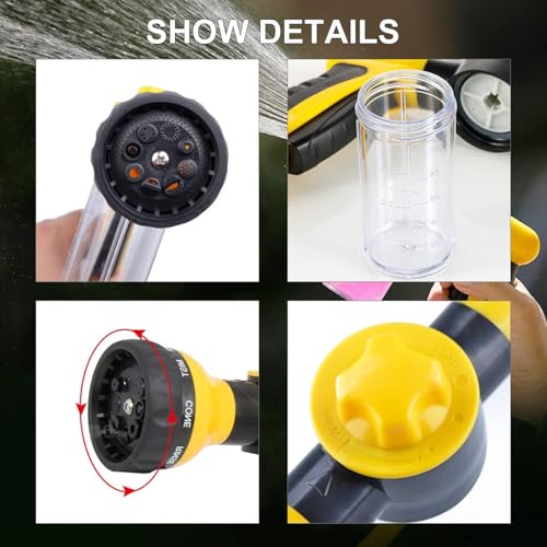 Kamirola High Pressure 8 in 1 Car Wash Brush Foam Gun,Garden Hose Nozzle Foam Cannon Bottle Soap Sprayer,Lawn, Car Wash, Cleaning，Patio, Pet Bathing - Image 5
