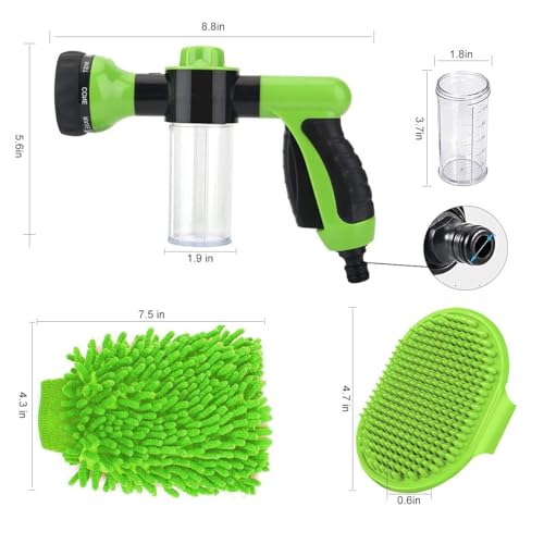 Kamirola High Pressure 8 in 1 Car Wash Brush Foam Gun,Garden Hose Nozzle Foam Cannon Bottle Soap Sprayer,Lawn, Car Wash, Cleaning，Patio, Pet Bathing - Image 3