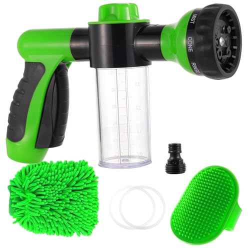 Kamirola High Pressure 8 in 1 Car Wash Brush Foam Gun,Garden Hose Nozzle Foam Cannon Bottle Soap Sprayer,Lawn, Car Wash, Cleaning，Patio, Pet Bathing - Image 1