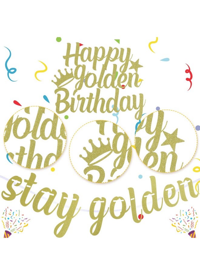 Happy Golden Birthday Cake Topper Stay Golden Glitter Gold Banner Gold Birthday Decorations Golden Girls Party Supplies Golden Birthday Gifts Hanging Garland For Boys Girls Birthday Baby Shower Party - pzsku/Z6D1649880BCCC40B1809Z/45/_/1692166110/bb164306-d569-472a-bf9c-9bdce0e63834