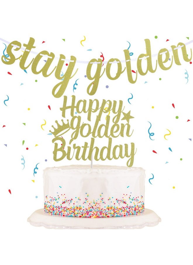 Happy Golden Birthday Cake Topper Stay Golden Glitter Gold Banner Gold Birthday Decorations Golden Girls Party Supplies Golden Birthday Gifts Hanging Garland For Boys Girls Birthday Baby Shower Party - pzsku/Z6D1649880BCCC40B1809Z/45/_/1692166118/0cbd9fe1-c5c3-43f0-a987-b38b8b8bc149