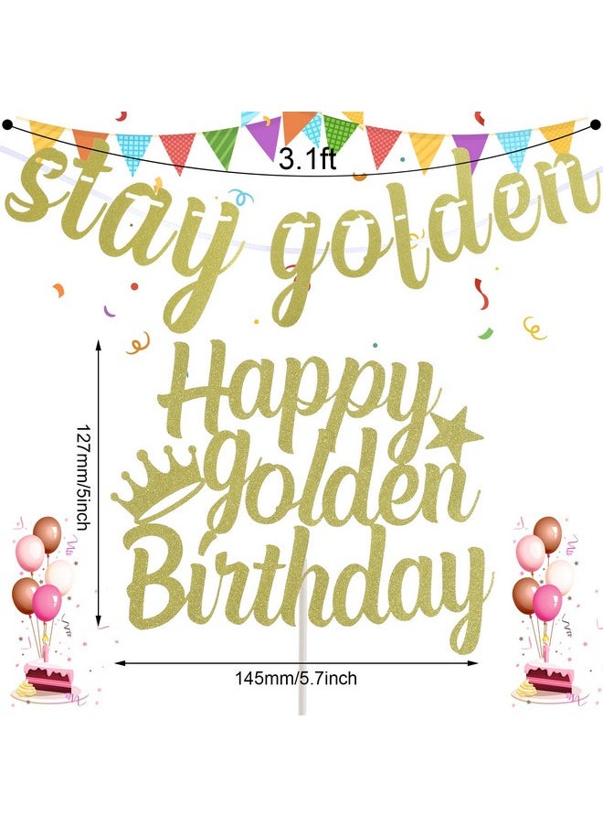 Happy Golden Birthday Cake Topper Stay Golden Glitter Gold Banner Gold Birthday Decorations Golden Girls Party Supplies Golden Birthday Gifts Hanging Garland For Boys Girls Birthday Baby Shower Party - pzsku/Z6D1649880BCCC40B1809Z/45/_/1692166121/da6c1bcd-ac87-4da5-bb6a-59d748017f9d