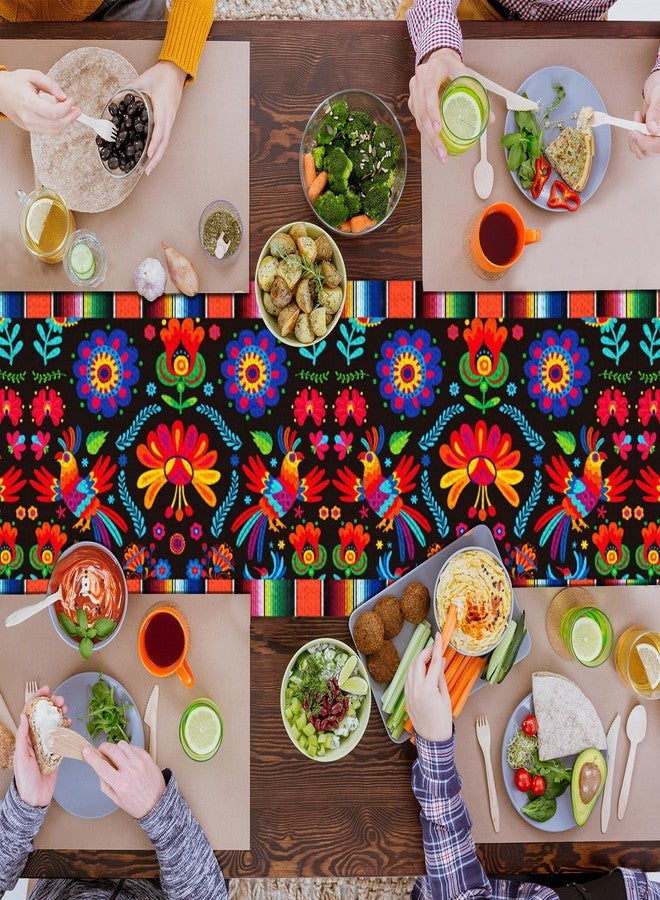 Lonfliness Linen Mexican Fiesta Table Runner 12 Pack Decoration 72×13in Long De Mayo Farmhouse Runner Dia De Los Muertos Runners Kitchen Dining Home Table Decoration Day of The Dead Decor and Supplies - Image 4